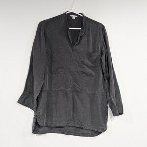 *3/$10* Gap Brushed Chambray Split Collar Pocket Tunic Soft Black Size Small